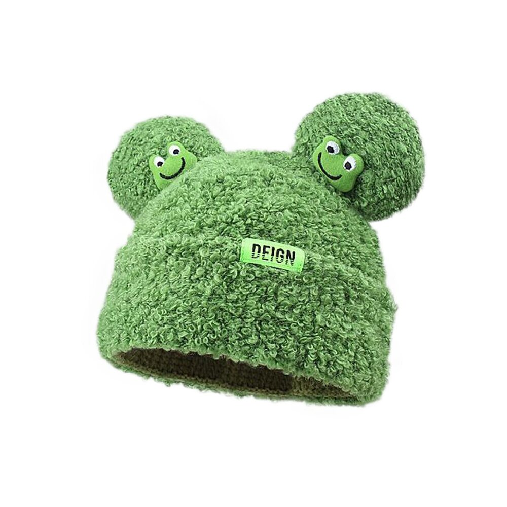 2296 Winter Beanies Cute Woollike Knitted Frog Hat Lady Girl Crochet Sheep